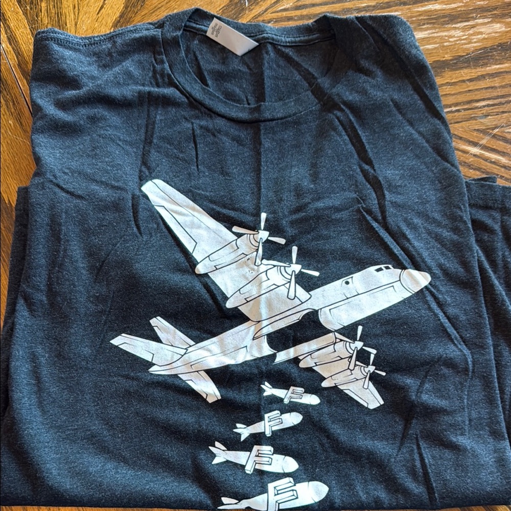 Dropping F Bombs Black Graphic T-Shirt with Airplane Design